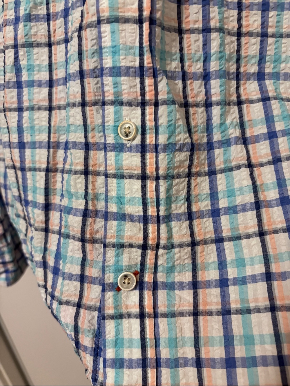 Mens Seersucker Plaid Button Down Shirt Size L Long Sleeve Ivy Style Preppy - Picture 4 of 11